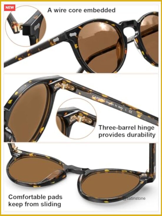 Polarized Acetate Frame Sunglasses UV400 Protection Anti Glare